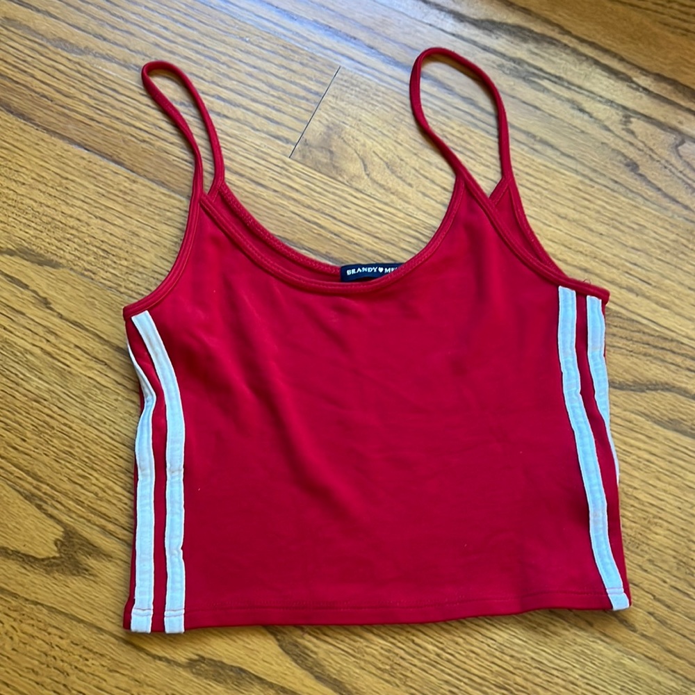 Red and white stripes cropped tank top. Brandy Melville